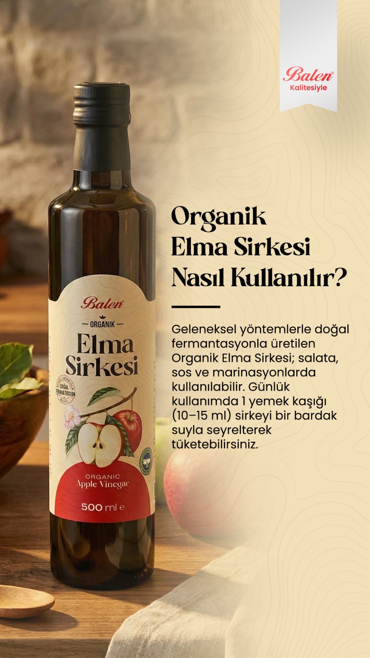 ORGANİK ELMA SİRKESİ 500 ML