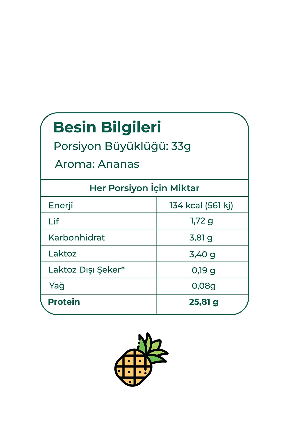 yeşilmarka Whey Protein Tozu– Ananas 748g- Hammadde Üreticisinden %80 Protein Içeren Whey