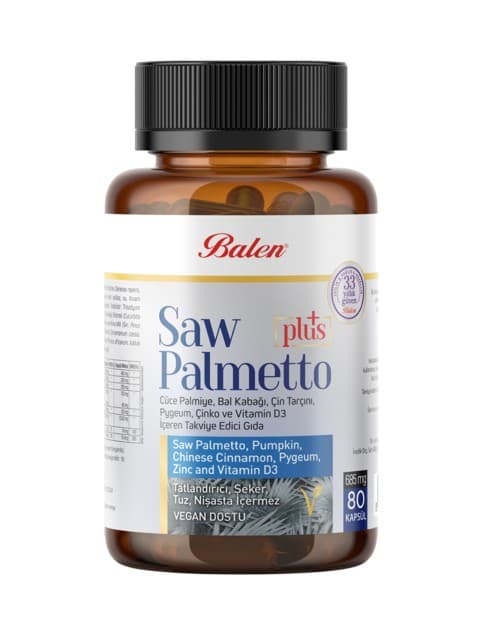 SAW PALMETTO PLUS CÜCE PALM.ÇİN.VİT D3 KAPSÜL 685 mg 80 KAPSÜL