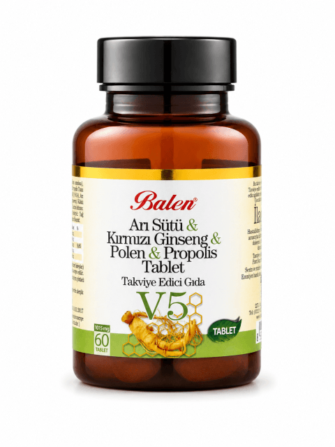 (V5) Arı Sütü& Ginseng& Polen& Propolis Tablet 1015 Mg 60