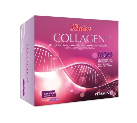COLLAGEN COMPLEX++ TİP 1,2,3 KOLLAJEN, L-ORNİTİN, HYAL.ASİT, VİTAMİN C SAŞE 12100 MG 30